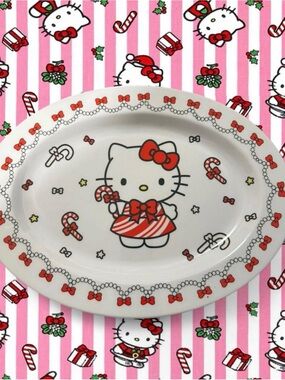 Hello Kitty Candy Cane Dress made with Melamine Platter made 2000 New never used